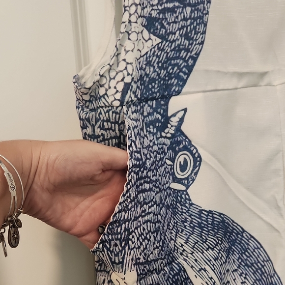 Women's nautical Blue and white squid wide legged bib overalls. Size XL - Picture 3 of 8